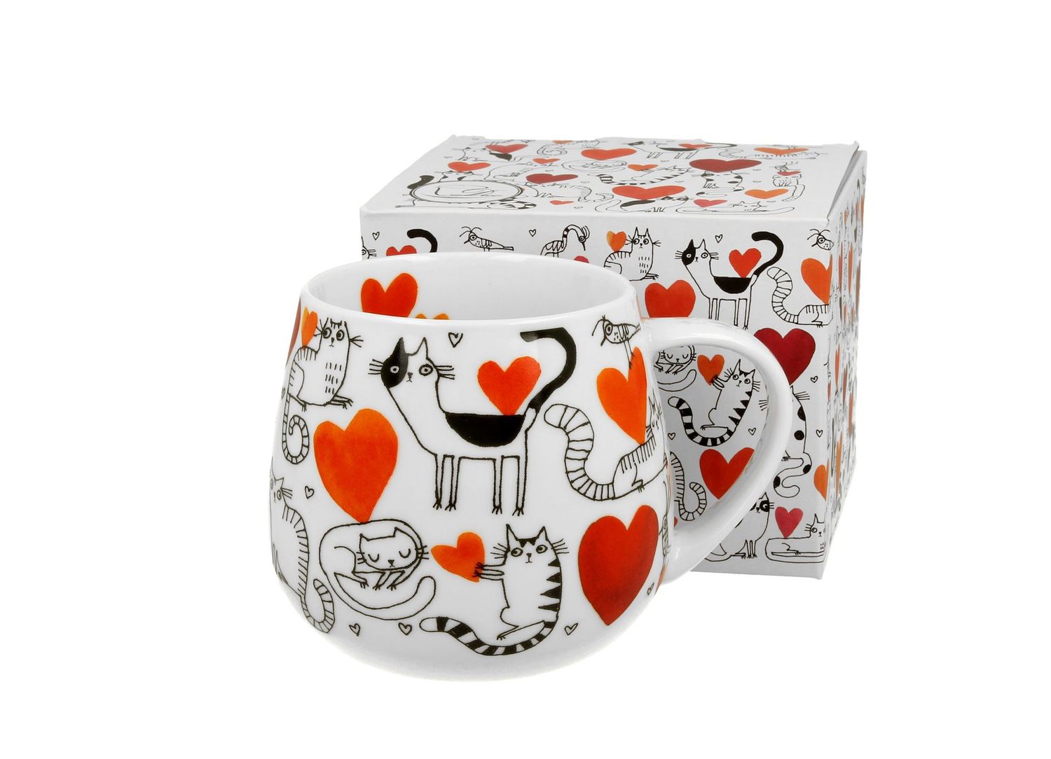 Becherfass, Becher HERZEN  -Katzenwelt - FMug barrel Cat's World - HEARTS, Duo Gift Kollektuon