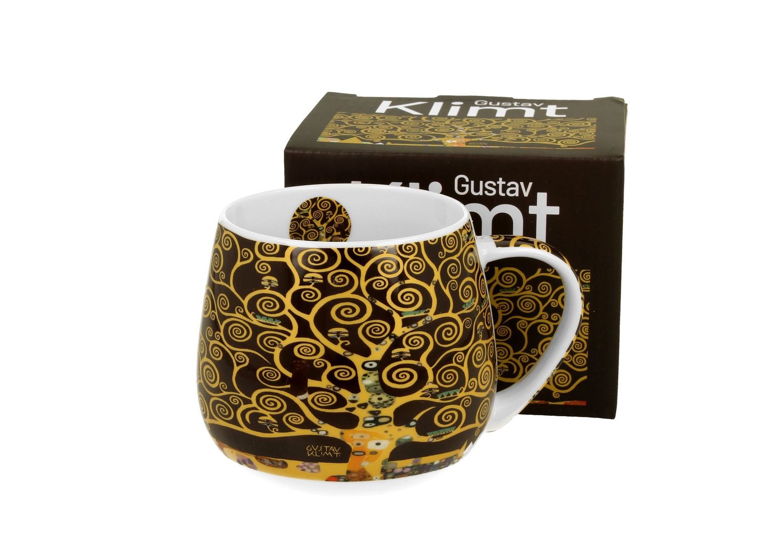 Becherfass , BAUM DES LEBENS Braun inspiriert von Gustav KlimtMug barrel TREE OF LIFE Brown inspired by Gustav Klim - Duo Kollektion Becher, Tasse Porzellan