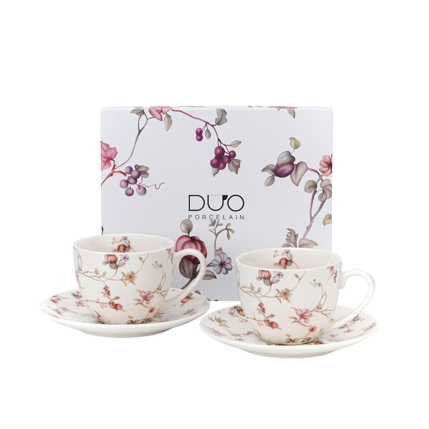 2er Set Porzellan, SAFA Blumen -Tassen und -Untertassen aus der Kollektion Flower Classic  - 2 cups with saucers . Duo Kollektion