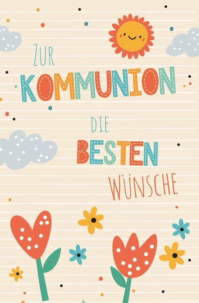 Kommunion Sonne ,  Blumen Kommunionskarten  - Glückwunschkarte,  hochwertige Karten Grußkarten - Klappkarte Skorpion Glückwunschkartenverlag, 1 Stück
