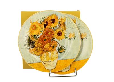 2er-Set, Teller, Dessertteller „Sonnenblumen“, inspiriert von Van Gogh - plates SUNFLOWERS inspired 2er-Set, Teller, Dessertteller „Sonnenblumen“, inspiriert von Van Gogh - plates SUNFLOWERS inspired