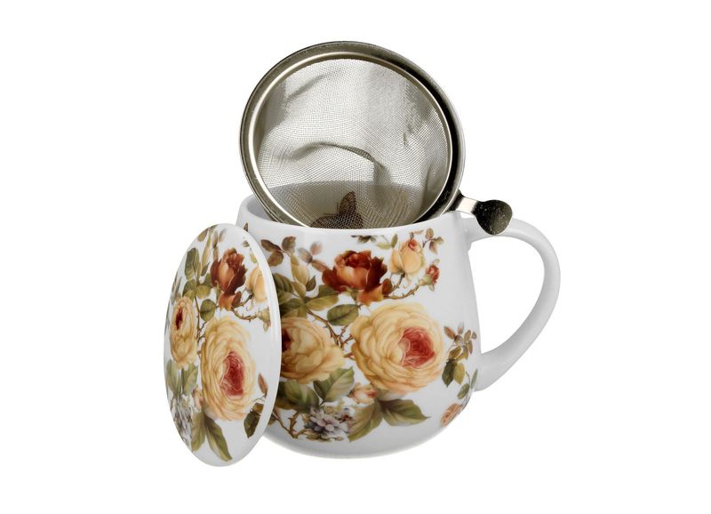 Becherfass Porzellan,  ZAHRA , Fass Form Motiv , Becher mit Teesieb, und Deckel  - Duo Kollektion, Geschenke