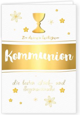 Kommunion gold, Alles Gute, PremiumLine Glückwunschkarte Kommunion skarte, Glückwunschkarte, Klappkarte mit Spruch