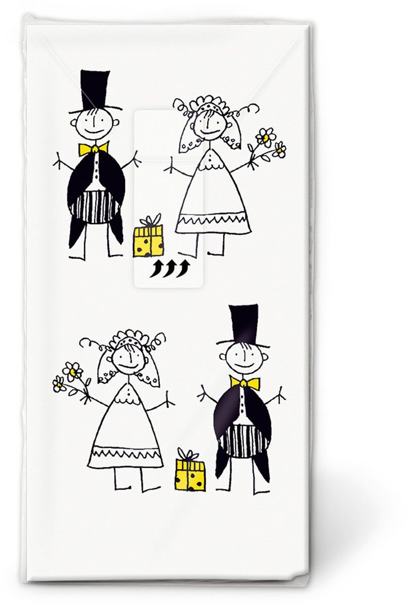 Taschentücher Hochzeit  ca. 21,5 x 22 cm Just Married, Cocktail, Servietten Hochzeit -  1 Packung a 10Stück - Paper and Design