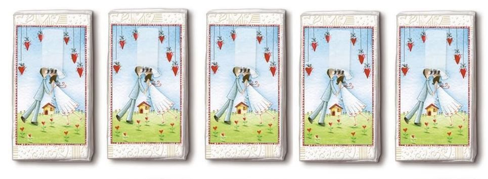 Taschentücher Hochzeit  ca. 21,5 x 22 cm Just Married, Cocktail, Servietten Hochzeit - 1 Packung a 10 Stück- Paper and Design