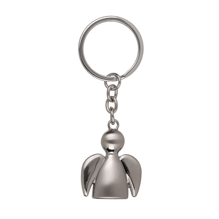 Schlüsselanhänger , Gebürsteter Metall-Schlüssel Anhänger, Engel ca. 8,5 cm lang - OOTB 24/1035
