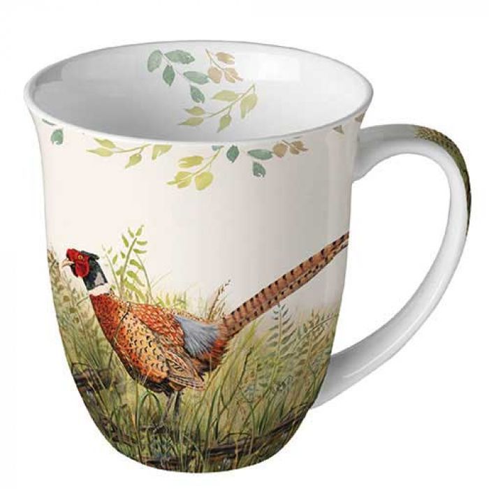 Ambiente, Porzellan Becher ca 400ml  Herrlicher Fasan - Vogel- Herbst Motiv Mug 0.4 L Glorious pheasant