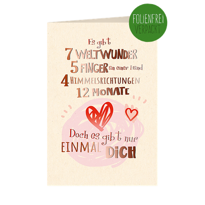 es gibt nur einmal Dich, Herz Schriftkarte Allgemeine Wünsche Green Line- Glückwunschkarte, Glückwünsche   Karten Grußkarten - Klappkarte  Skorpion Glückwunschkartenverlag