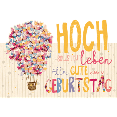 Geburtstag, Hoch, Schmetterlinge tragen Korb, Happy Birthday Motiv - Glückwunschkarte , Geburtstagskind, Karten, Grußkarten - Klappkarte  Skorpion Glückwunschkartenverlag
