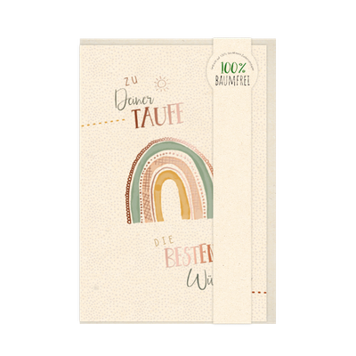 Taufe Regenbogen, Rainbow , Green Line- Glückwunschkarte, Glückwünsche Baby ,  hochwertige  Karten Grußkarten - Klappkarte  Skorpion Glückwunschkartenverlag