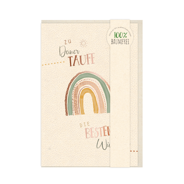 Taufe Regenbogen, Rainbow , Green Line- Glückwunschkarte, Glückwünsche Baby ,  hochwertige  Karten Grußkarten - Klappkarte  Skorpion Glückwunschkartenverlag