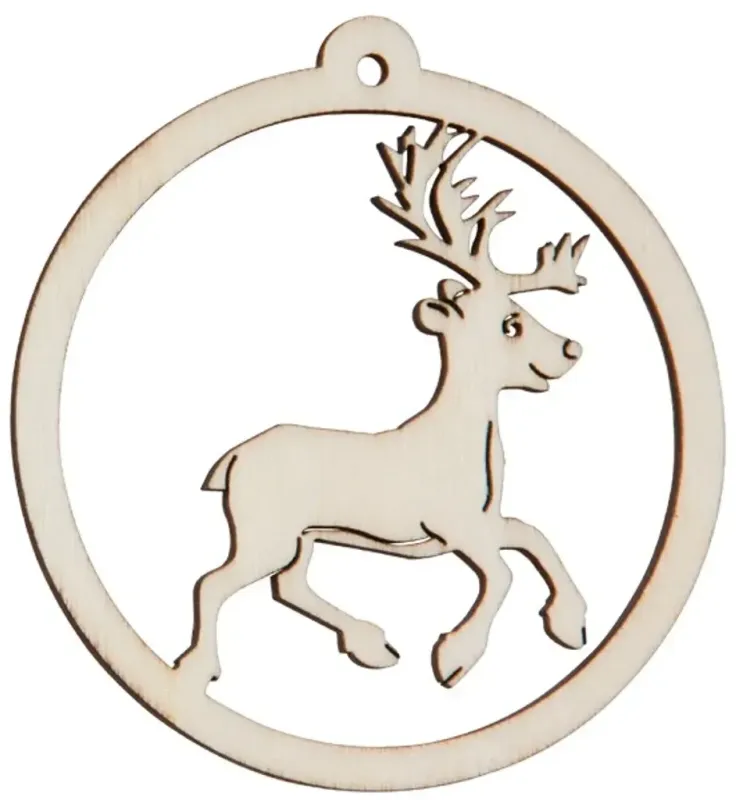 Hofmeister Fensterbild Hirsch trabend rund ‍ aus Holz Bastelartikel als Dekoration geeignet
