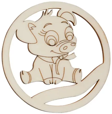 Hofmeister Fensterbild Glücksschwein aus Holz Bastelartikel als Dekoration geeignet