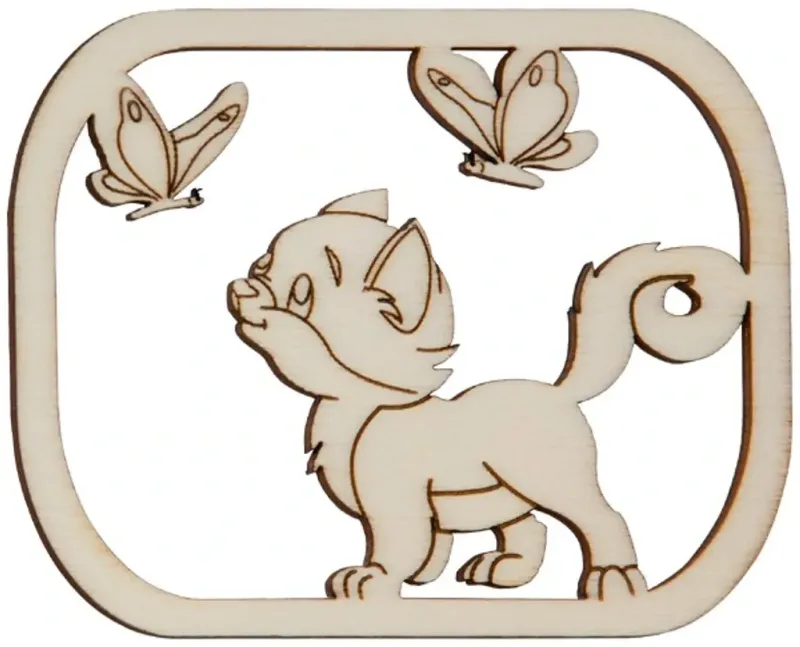 Hofmeister Fensterbild Ktze aus Holz Bastelartikel als Dekoration geeignet