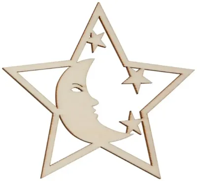Hofmeister Kinder Fensterbild Mond / Stern aus Holz Bastelartikel als Dekoration geeignet