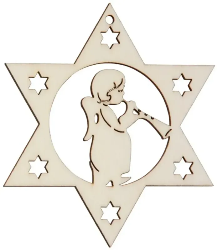 Hofmeister Fensterbild Flötenengel / Sterne aus Holz Bastelartikel als Dekoration geeignet