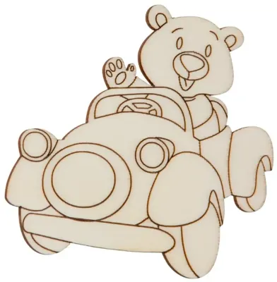 Hofmeister Fensterbild Auto / Bär aus Holz Bastelartikel als Dekoration geeignet