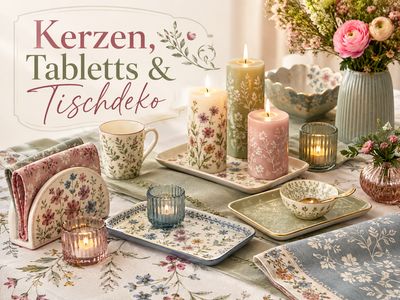 Kerzen, Tabletts & Tischdeko