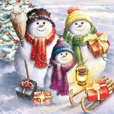 Servietten ca 33x33cm 3-lagig, Schneemann Familie FSC Mix - - Party als Tischdeko - Decoupage - Serviettentechnik Servietten ca 33x33cm 3-lagig, Schneemann Familie FSC Mix - - Party als Tischdeko - Decoupage - Serviettentechnik