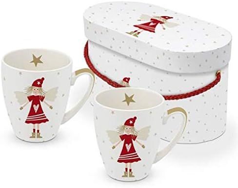 Becher Lucy Red 2er-Set, Porzellantasse , 350 ml , PPD - Weihnachtlicher Engel in rotem Kleid mit Flügeln und Sternen Becher Lucy Red 2er-Set, Porzellantasse , 350 ml , PPD - Weihnachtlicher Engel in rotem Kleid mit Flügeln und Sternen