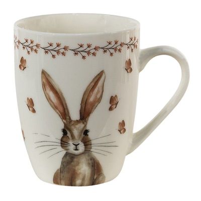 Tasse 350 ml Beige Braun Porzellan Kaninchen Teebecher - Clayre & Eef Becher , Ostern Kollektion - Ideales Geschenk Tasse 350 ml Beige Braun Porzellan Kaninchen Teebecher - Clayre & Eef Becher , Ostern Kollektion - Ideales Geschenk
