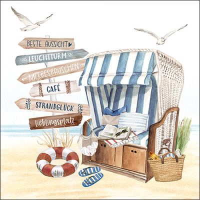 20 Servietten 33cm, Lieblingsstrandkorb, Maritim - Strand /Serviettentechnik Decoupage DIY Basteln geeignet 20 Servietten 33cm, Lieblingsstrandkorb, Maritim - Strand /Serviettentechnik Decoupage DIY Basteln geeignet
