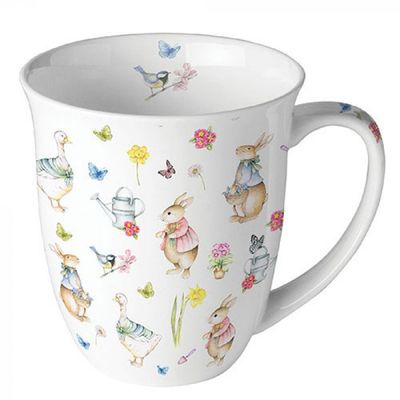 Ambiente Tasse , Hasen, Schmetterlinge, Blumen-Mix, Vögel - Frühling - Ostern Becher 0,4 L Ostergarten, Easter garden