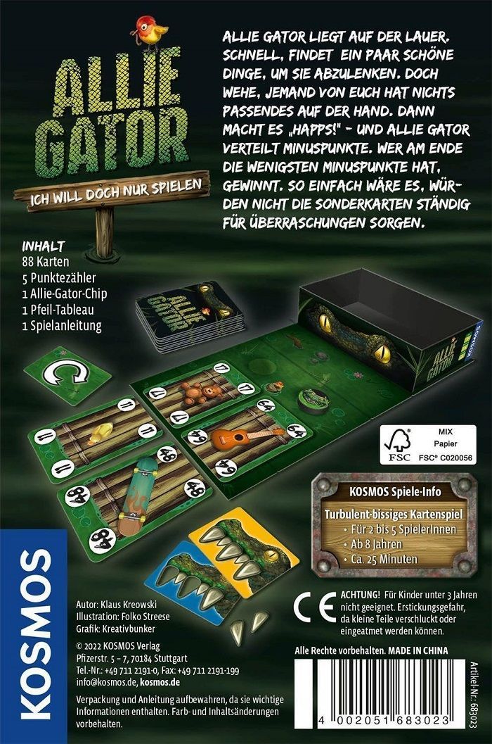 Kosmos 683023 Allie Gator, Kartenspiel für 2-5 Spieler ab 8 Jahre Kosmos 683023 Allie Gator, Kartenspiel für 2-5 Spieler ab 8 Jahre