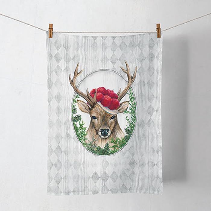 Ambiente Geschirrtuch, Küchenhandtuch , Hirschmotiv im - Landhaus-, Herbst-, Winter- Jagddeko - Kitchen towel Deer in frame Ambiente Geschirrtuch, Küchenhandtuch , Hirschmotiv im - Landhaus-, Herbst-, Winter- Jagddeko - Kitchen towel Deer in frame