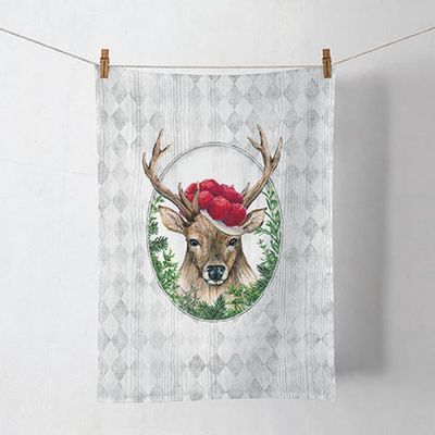 Ambiente Geschirrtuch, Küchenhandtuch , Hirschmotiv im - Landhaus-, Herbst-, Winter- Jagddeko - Kitchen towel Deer in frame Ambiente Geschirrtuch, Küchenhandtuch , Hirschmotiv im - Landhaus-, Herbst-, Winter- Jagddeko - Kitchen towel Deer in frame