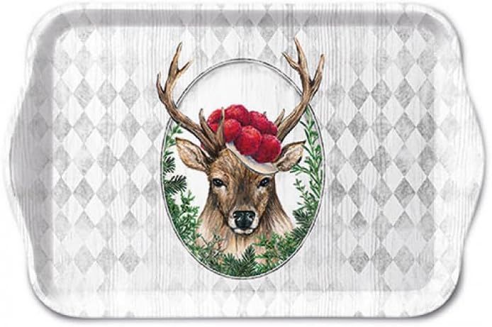 Ambiente Melamin-Tablett - dekorativem Hirschmotiv- Tray melamine 13x21 cm Deer in frame Ambiente Melamin-Tablett - dekorativem Hirschmotiv- Tray melamine 13x21 cm Deer in frame