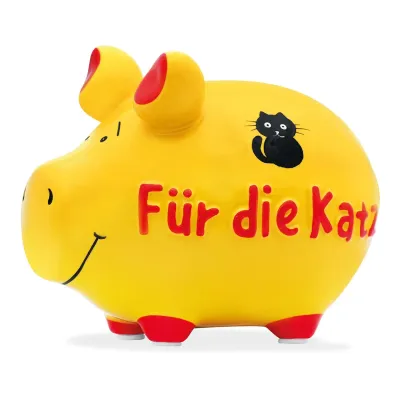 Sparschwein Company Sparschwein Sparschwein Company Sparschwein "Für die Katz" aus Keramik, Gelb (B/H/T) 12,5x9x9cm Kleinschwein
