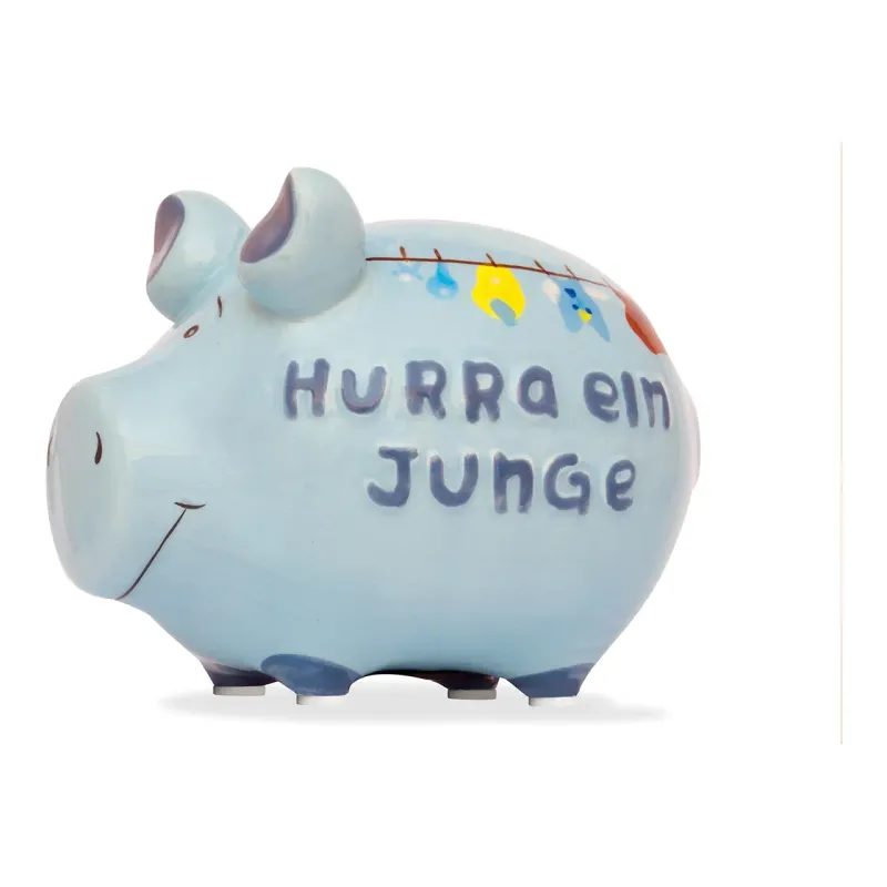 Sparschwein Company Sparschwein Hurra ein Junge Sparschwein Company Sparschwein Hurra ein Junge" aus Keramik, Blau (B/H/T) 12,5x9x9 cm - Sparbüchse, Spardose