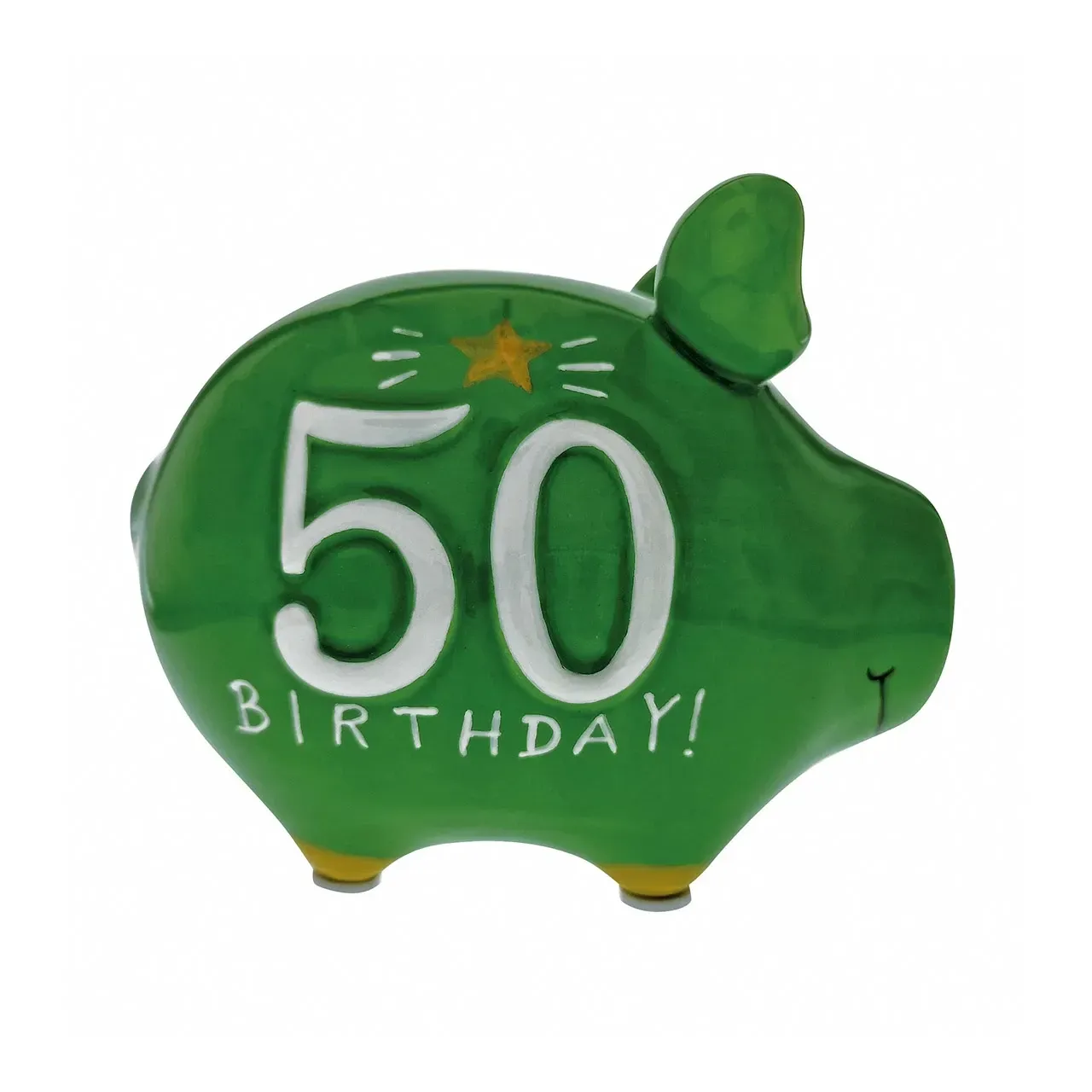 Sparschwein Sparschwein "50 Birthday" aus Keramik, Grün/Gold (B/H/T) 12,5x9x9 cm Kleinschwein - Sparbüchse, Spardose