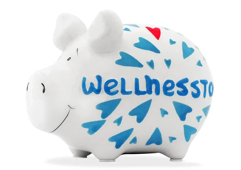 Sparschwein Company Sparschwein Sparschwein Company Sparschwein "Wellnesstag" aus Keramik, Blau/Weiß (B/H/T) 12,5x9x9cm Kleinschwein