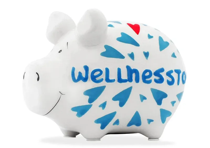 Sparschwein Company Sparschwein Sparschwein Company Sparschwein "Wellnesstag" aus Keramik, Blau/Weiß (B/H/T) 12,5x9x9cm Kleinschwein