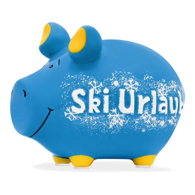 Sparschwein Company Sparschwein Sparschwein Company Sparschwein "Ski Urlaub" aus Keramik, Blau (B/H/T) 12,5x9x9cm Kleinschwein