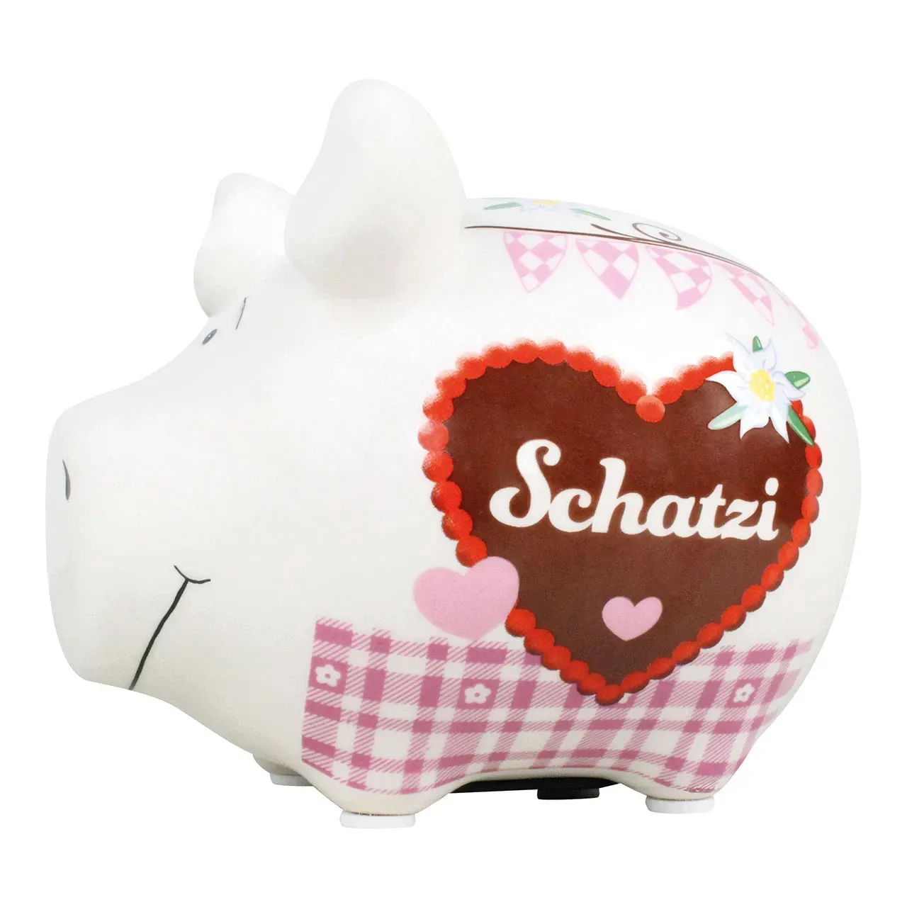 Sparschwein Company Sparschwein Sparschwein Company Sparschwein "Schatzi" aus Keramik, Weiß/Rosa (B/H/T) 12,5x9x9cm Kleinschwein