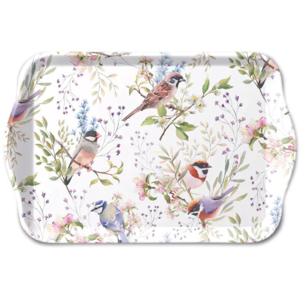 Ambiente Busy Birds Tablett aus Melamin 13 × 21 cm – Vogel- und Blumenmotiv Ambiente Busy Birds Tablett aus Melamin 13 × 21 cm – Vogel- und Blumenmotiv
