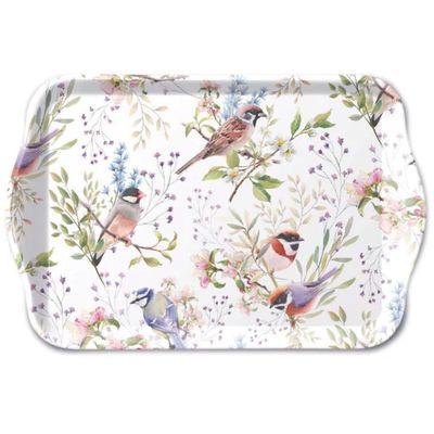 Ambiente Busy Birds Tablett aus Melamin 13 × 21 cm – Vogel- und Blumenmotiv Ambiente Busy Birds Tablett aus Melamin 13 × 21 cm – Vogel- und Blumenmotiv