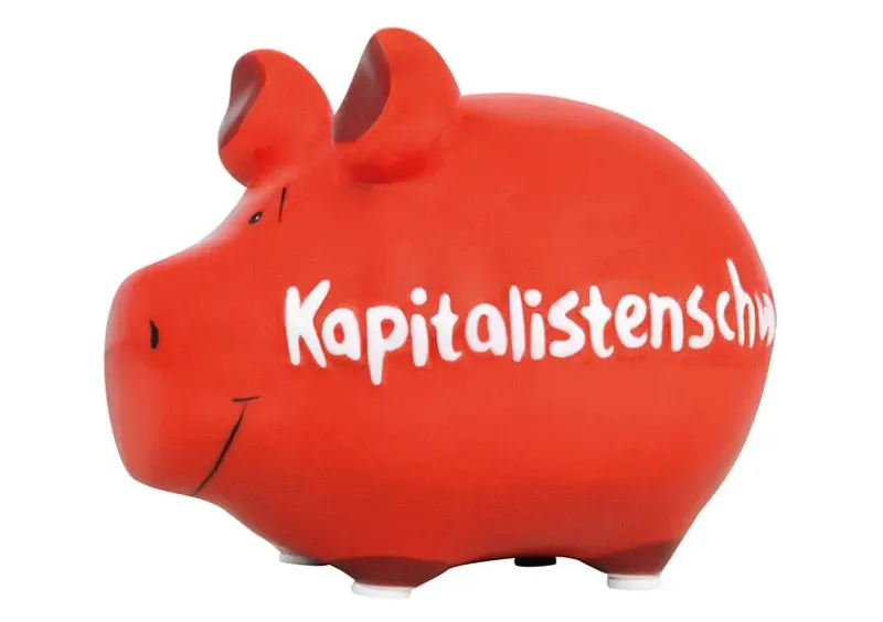 Sparschwein Company Sparschwein Company "Kapitalistenschwein" aus Keramik, Rot/Weiß (B/H/T) 12,5x9x9cm Kleinschwein" - Sparbüchse, Spardose