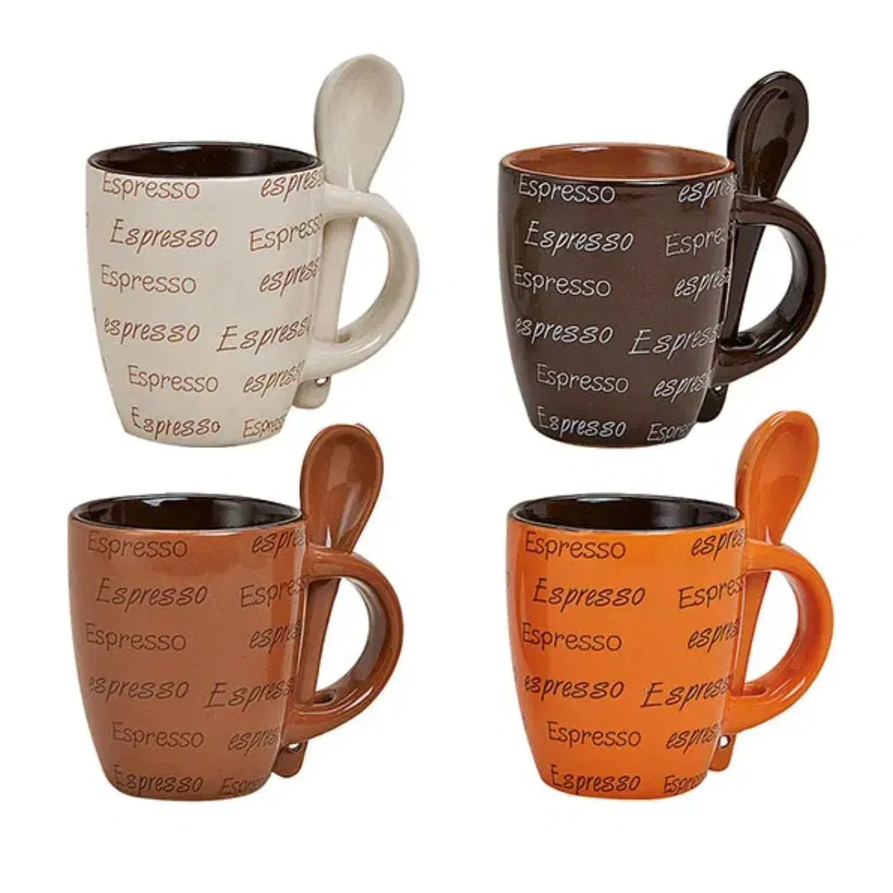Espressotasse mit Löffel aus Keramik, sortiert, 7 cm 50ml Espressotasse mit Löffel aus Keramik, sortiert, 7 cm 50ml