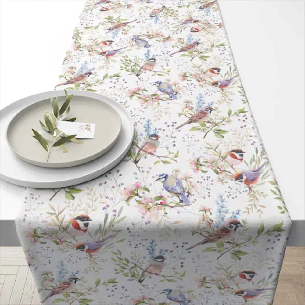 Ambiente Busy Birds Tischläufer 40 × 150 cm – Tischdeko mit Vogel- und Blumenmotiv Ambiente Busy Birds Tischläufer 40 × 150 cm – Tischdeko mit Vogel- und Blumenmotiv