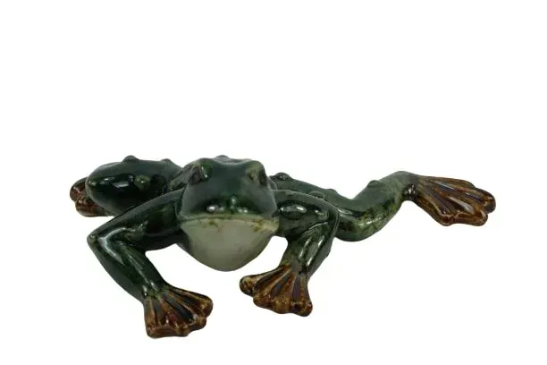 Frosch, Keramik, 18,5x10x6cm - Dekofigur Holzwurm Frosch, Keramik, 18,5x10x6cm - Dekofigur Holzwurm
