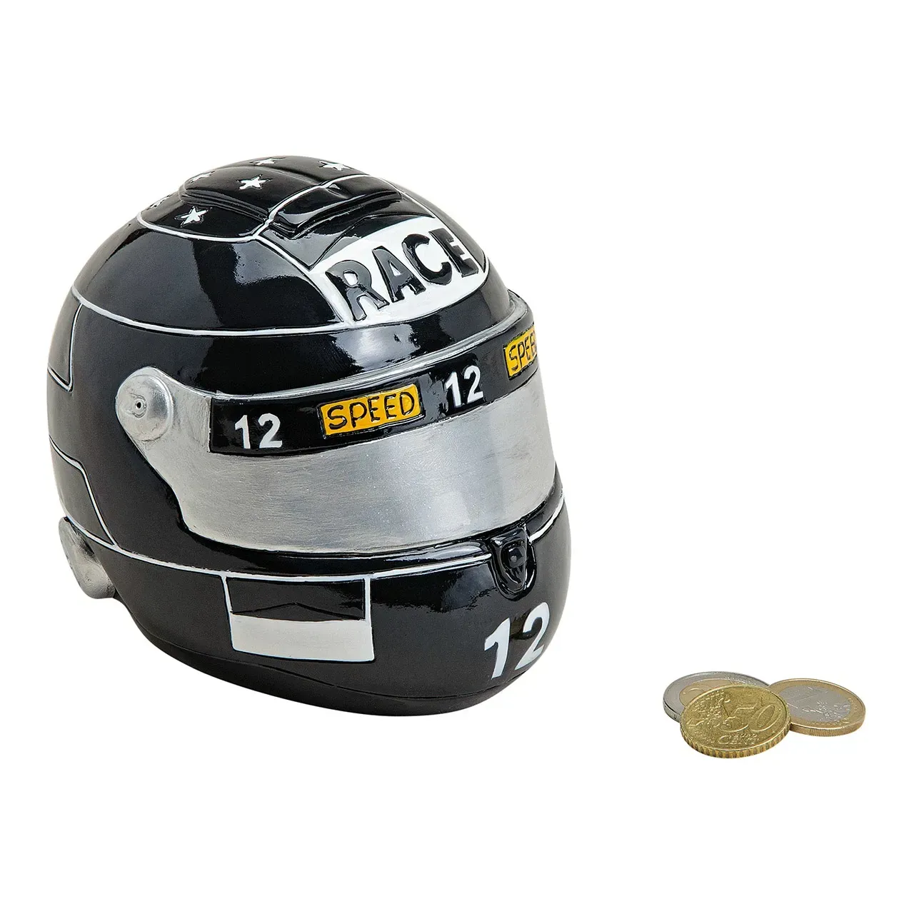 Spardose Motorradhelm schwarz Poly. 14x11x11cm Spardose Motorradhelm schwarz Poly. 14x11x11cm" - Sparbüchse, Spardose