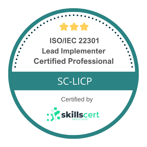 ISO/IEC 22301  Lead Implementer Certified - SC-22301LIC