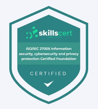ISO/IEC 27005 Information security, cybersecurity and privacy protection Certified Foundation ISO/IEC 27005 Information security, cybersecurity and privacy protection Certified Foundation