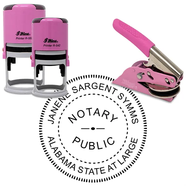 Alabama Notary Pink - Round Design Seal