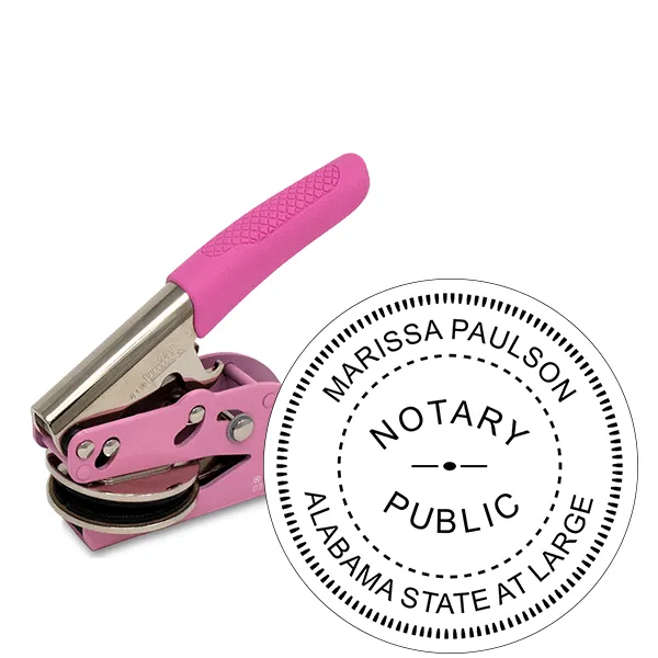 Alabama Notary Round Pink Seal Embosser