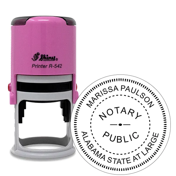 Alabama Pink Round Notary Stamp